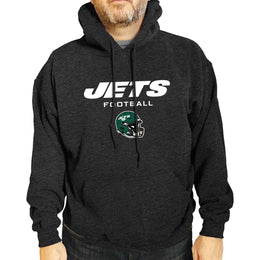 New York Jets Adult NFL Football Helmet Heather Hooded Sweatshirt  - Charcoal