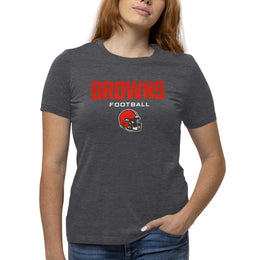 Cleveland Browns Women's NFL Football Helmet Short Sleeve Tagless T-Shirt - Charcoal