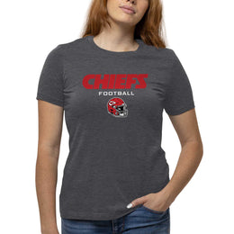 Kansas City Chiefs Women's NFL Football Helmet Short Sleeve Tagless T-Shirt - Charcoal