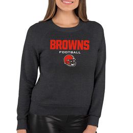 Cleveland Browns Women's NFL Football Helmet Charcoal Slouchy Crewneck -Tagless Lightweight Pullover - Charcoal