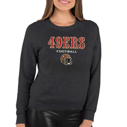 San Francisco 49ers Women's NFL Football Helmet Charcoal Slouchy Crewneck -Tagless Lightweight Pullover - Charcoal