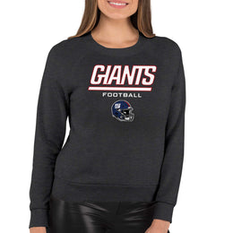 New York Giants Women's NFL Football Helmet Charcoal Slouchy Crewneck -Tagless Lightweight Pullover - Charcoal
