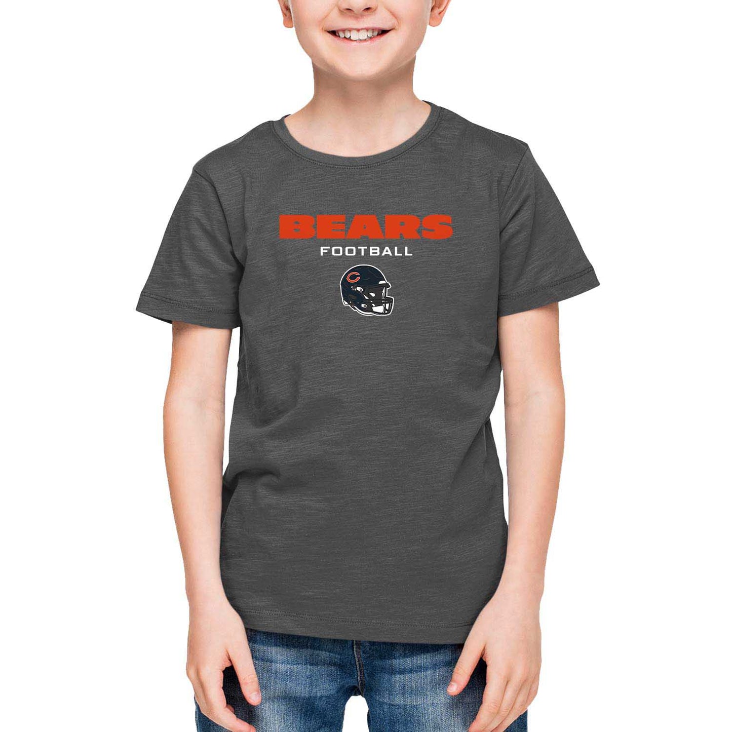 Chicago Bears NFL Youth Football Helmet Tagless T-Shirt - Charcoal