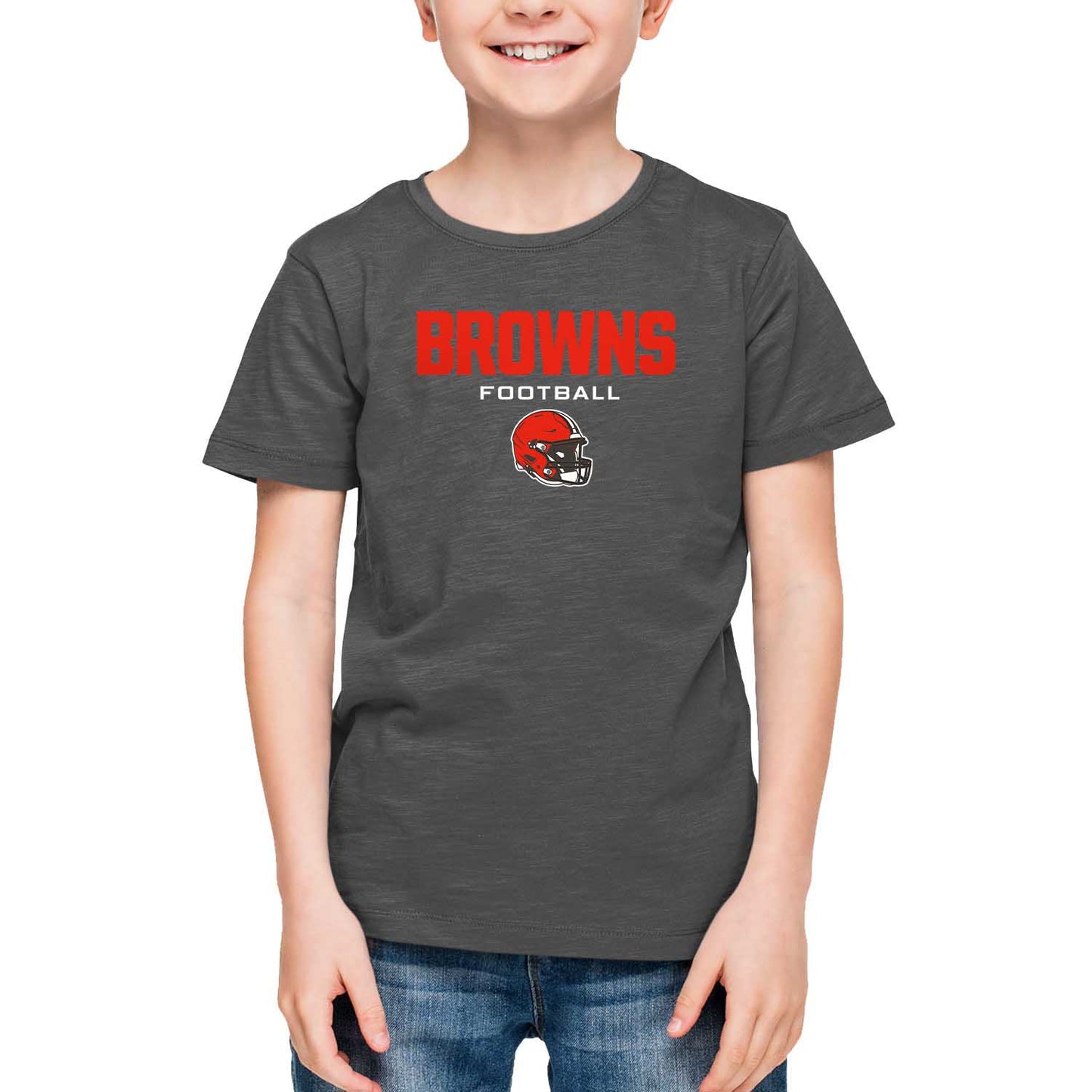 Cleveland Browns NFL Youth Football Helmet Tagless T-Shirt - Charcoal