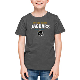 Jacksonville Jaguars NFL Youth Football Helmet Tagless T-Shirt - Charcoal