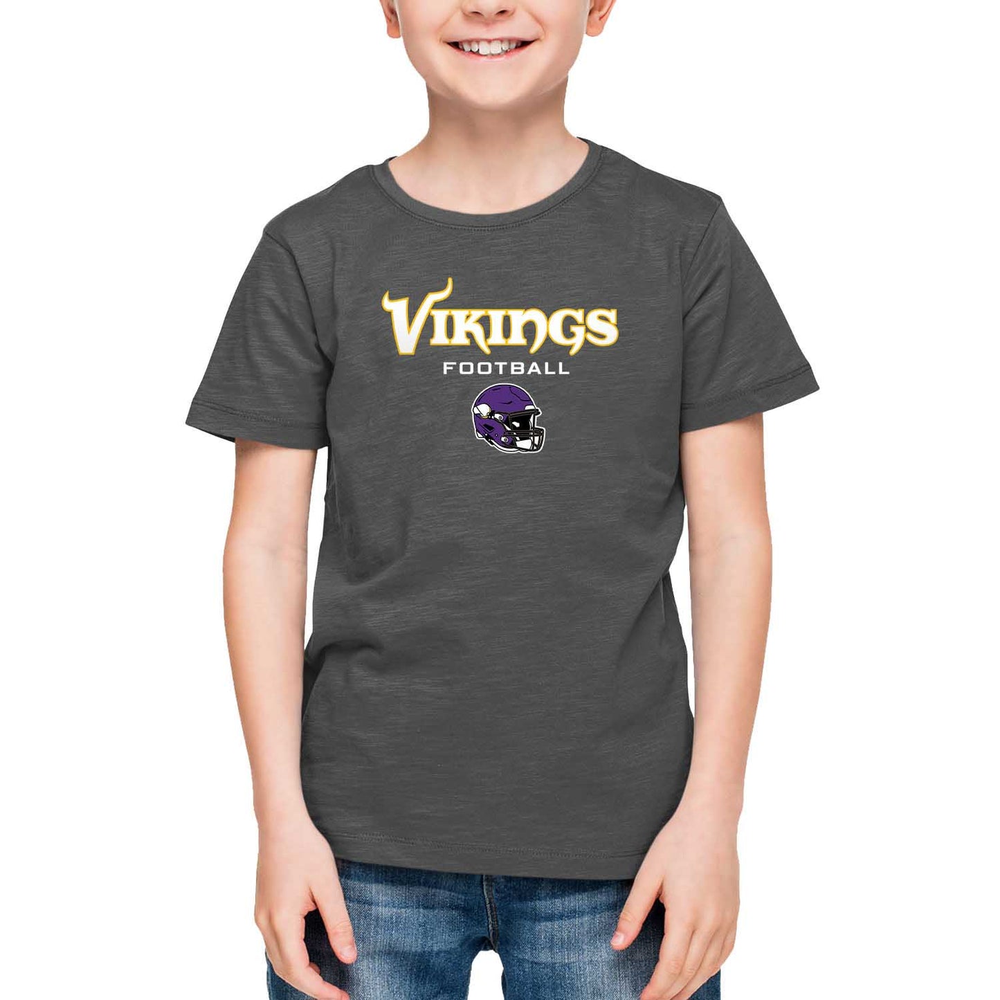 Minnesota Vikings NFL Youth Football Helmet Tagless T-Shirt - Charcoal