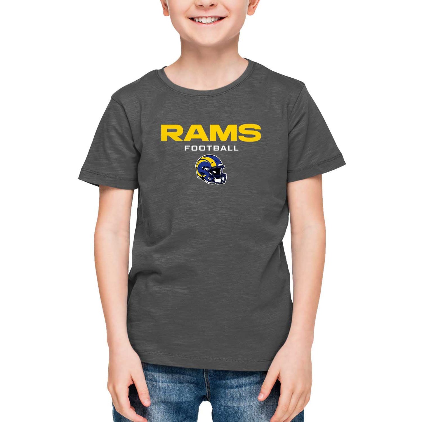 Los Angeles Rams NFL Youth Football Helmet Tagless T-Shirt - Charcoal