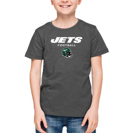 New York Jets NFL Youth Football Helmet Tagless T-Shirt - Charcoal