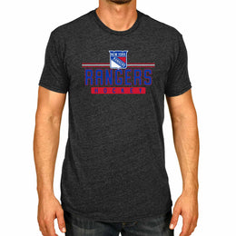 New York Rangers Adult NHL Heather Charcoal True Fan Hockey T-Shirt - Charcoal