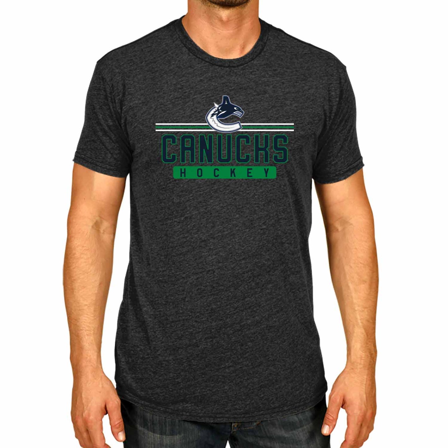 Vancouver Canucks Adult NHL Heather Charcoal True Fan Hockey T-Shirt - Charcoal