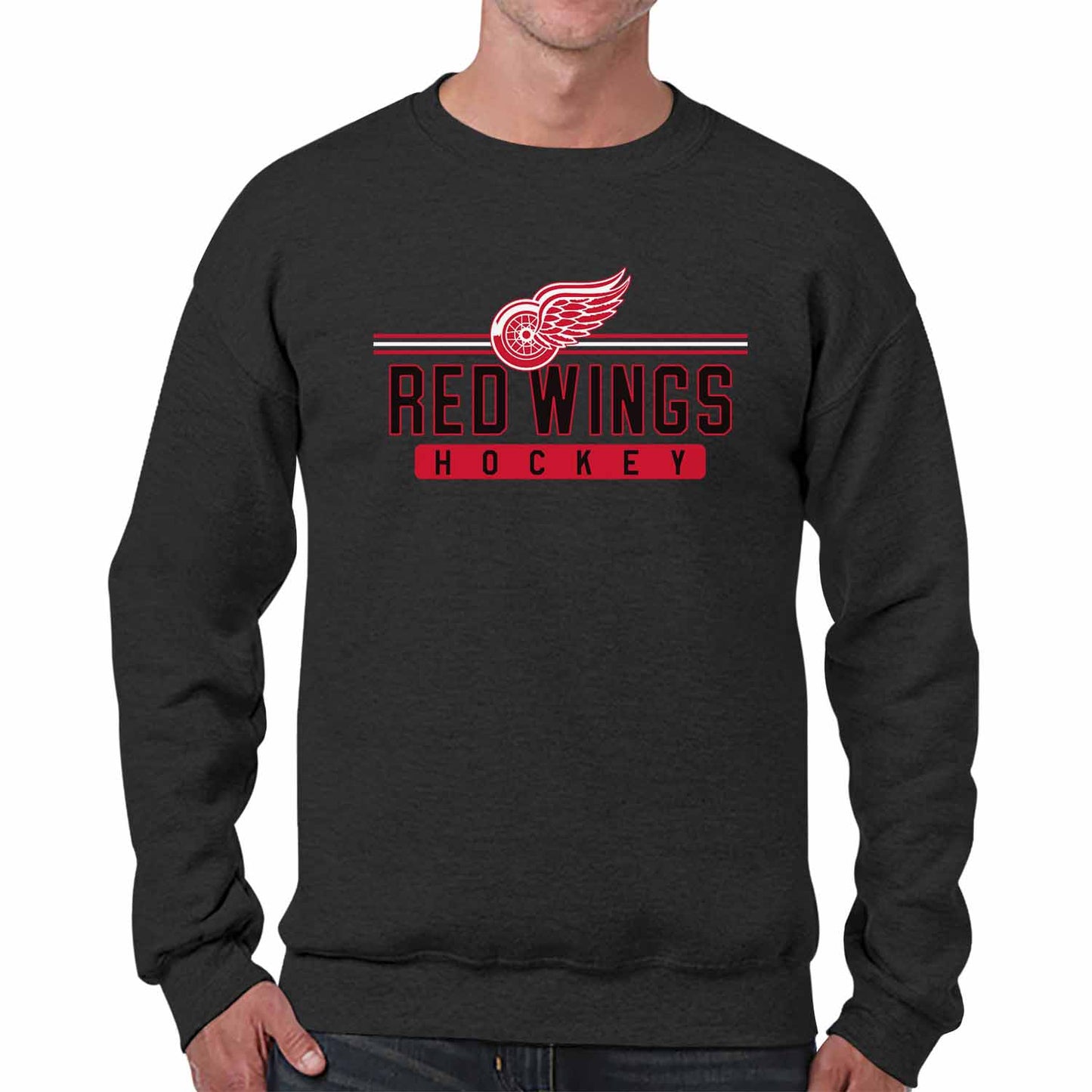 Detroit Red Wings NHL Charcoal True Fan Crewneck Sweatshirt - Charcoal