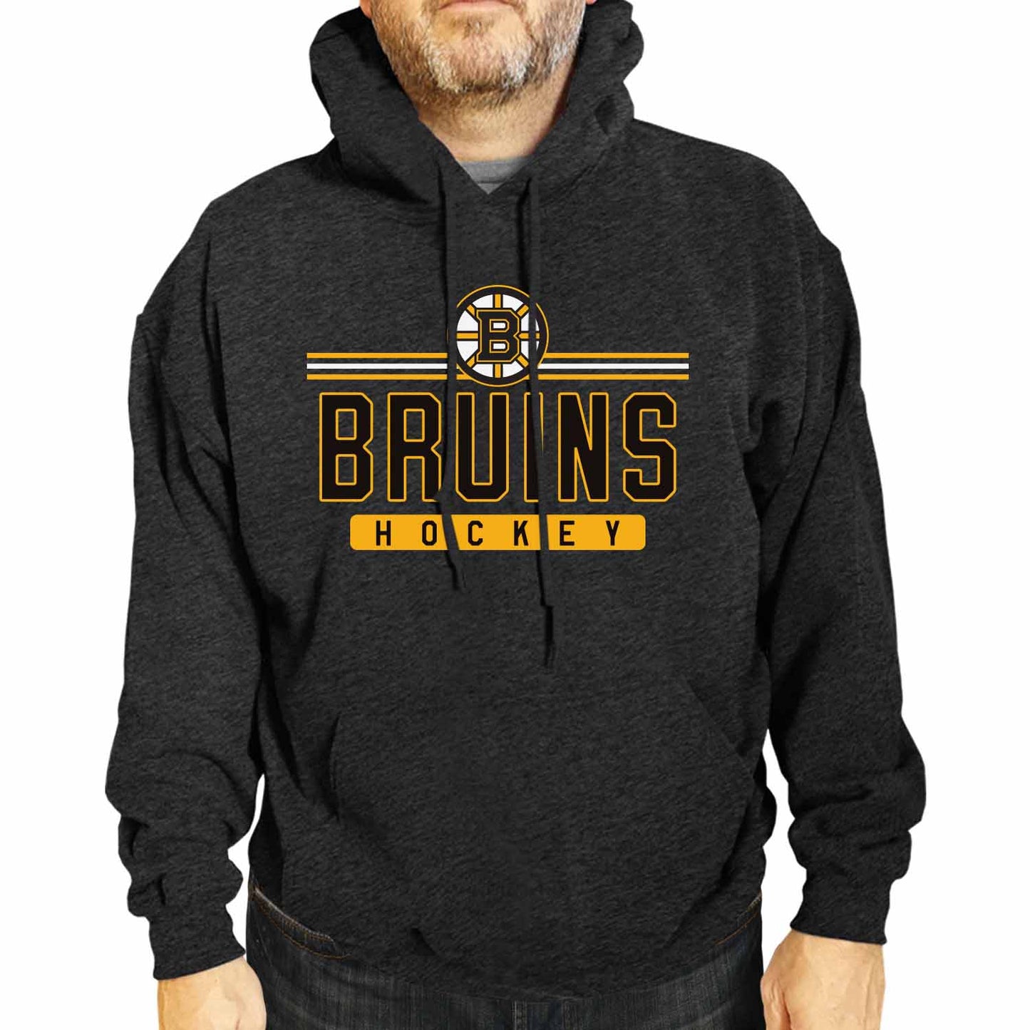 Boston  Bruins NHL Adult Heather Charcoal True Fan Hooded Sweatshirt Unisex - Charcoal