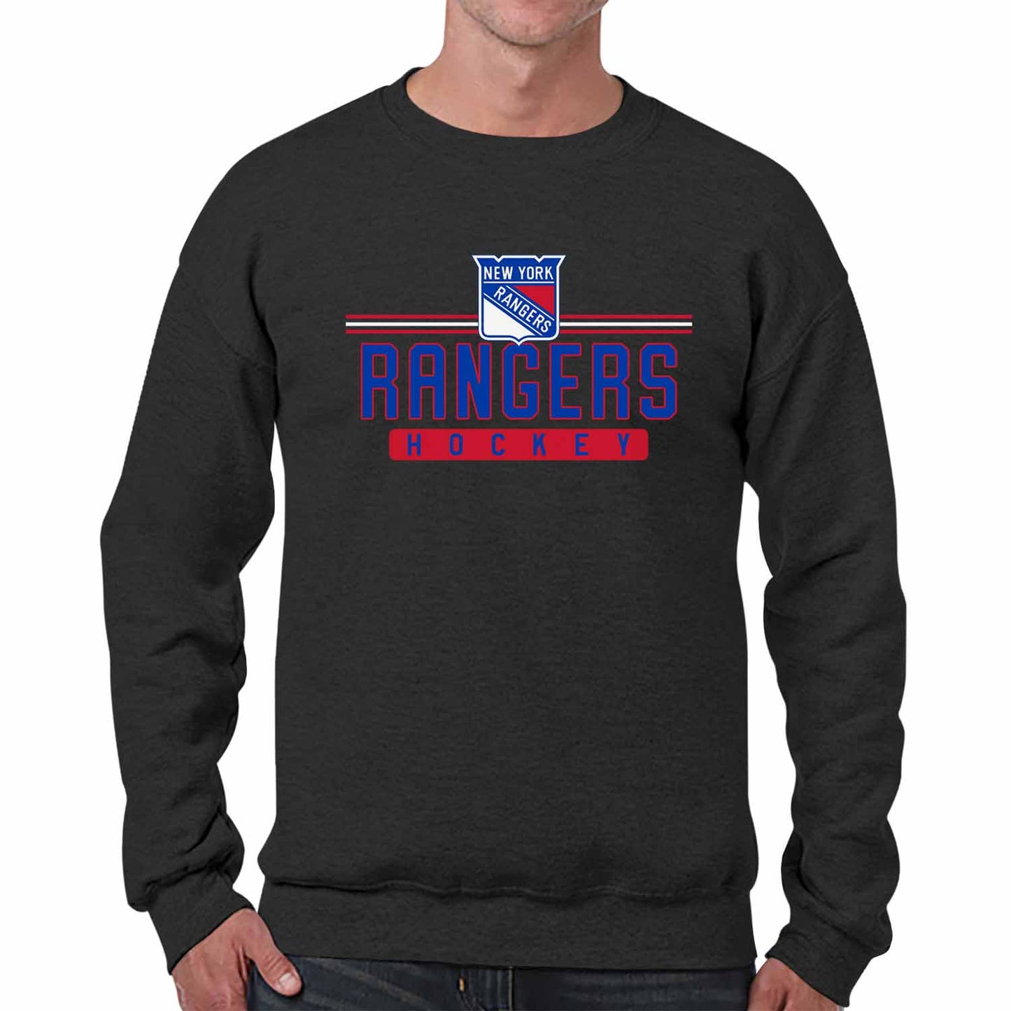 New York Rangers NHL Charcoal True Fan Crewneck Sweatshirt - Charcoal