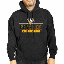 Pittsburgh Penguins NHL Adult Heather Charcoal True Fan Hooded Sweatshirt Unisex - Charcoal