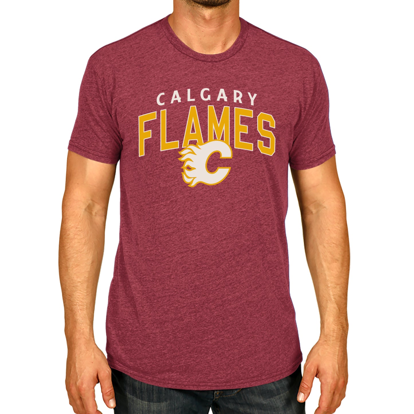 Calgary Flames NHL Adult Powerplay Heathered Unisex T-Shirt - Red