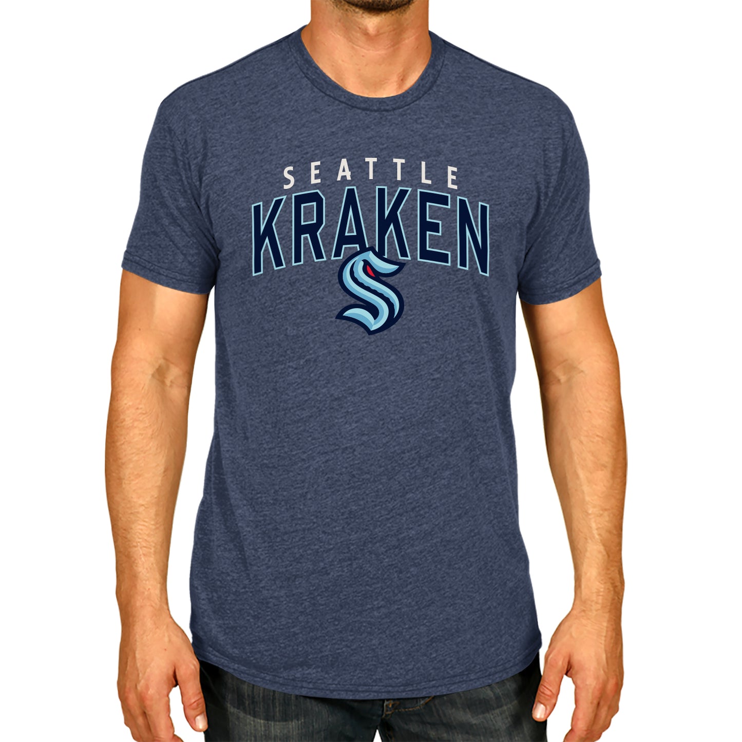 Seattle Kraken NHL Adult Powerplay Heathered Unisex T-Shirt - Navy