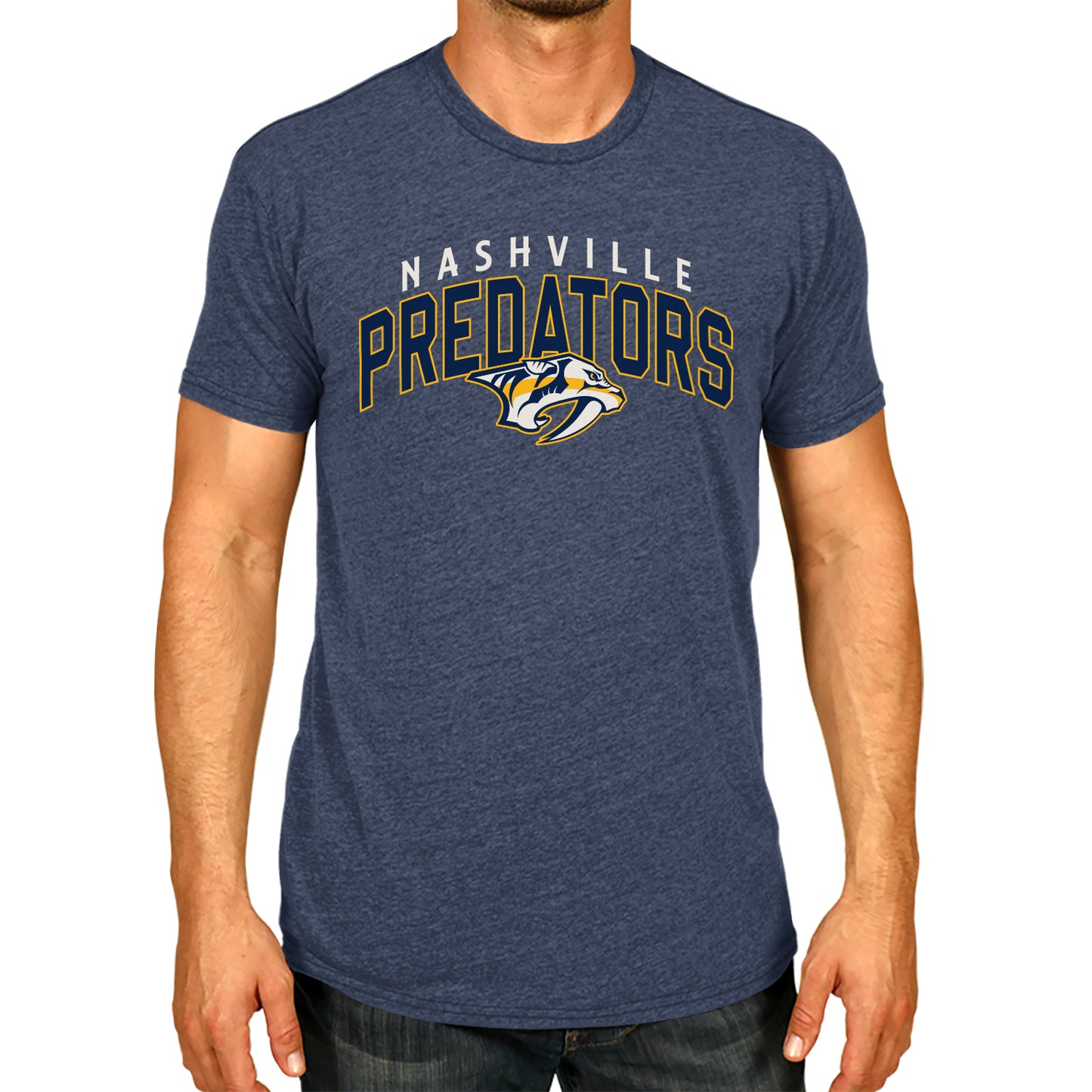Nashville Predators NHL Adult Powerplay Heathered Unisex T-Shirt - Navy