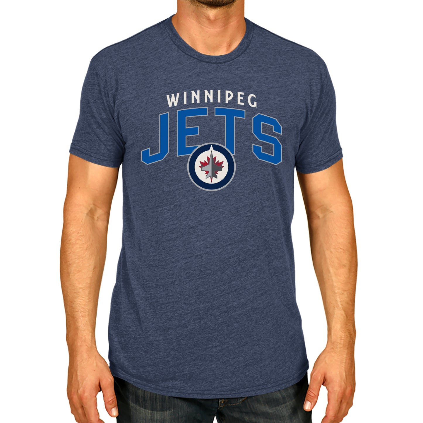 Winnipeg Jets NHL Adult Powerplay Heathered Unisex T-Shirt - Navy