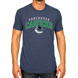 Vancouver Canucks NHL Adult Powerplay Heathered Unisex T-Shirt - Navy
