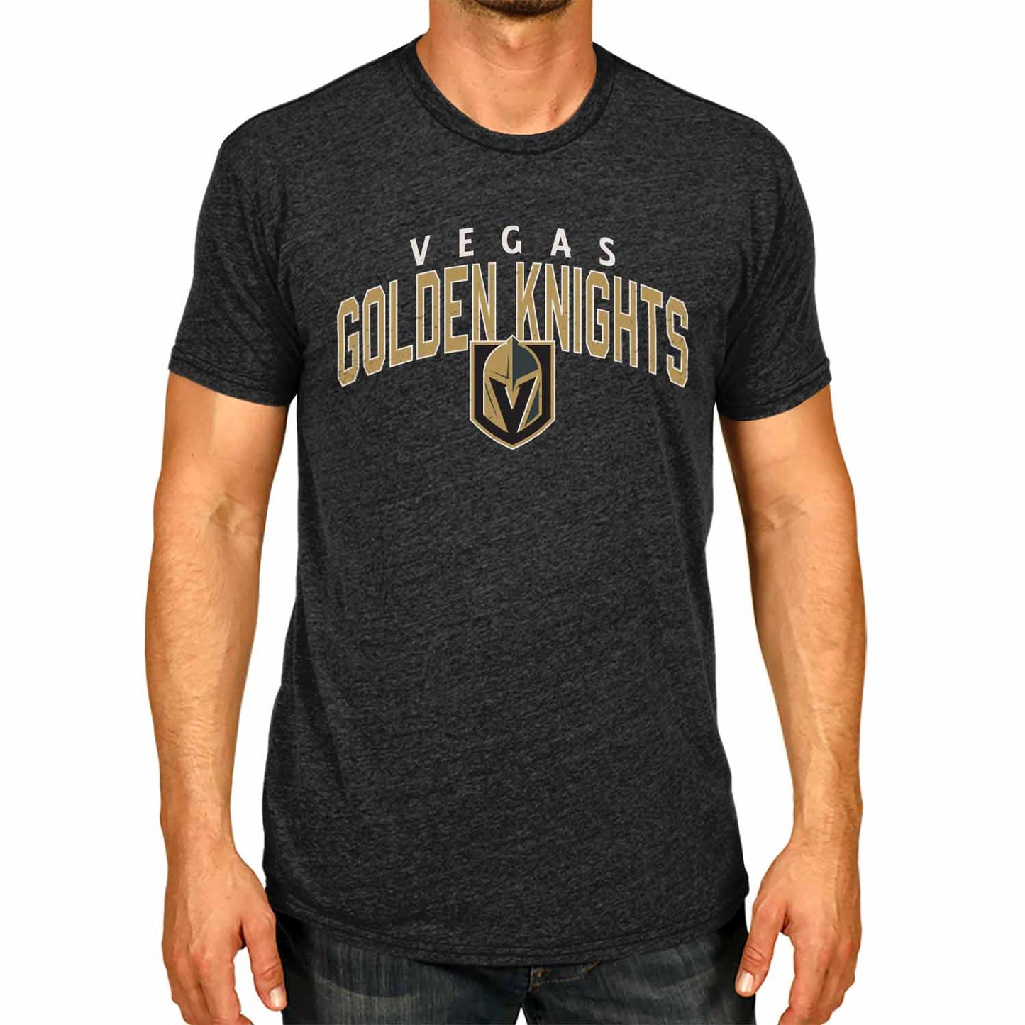 Las Vegas Golden Knights NHL Adult Powerplay Heathered Unisex T-Shirt - Black Heather