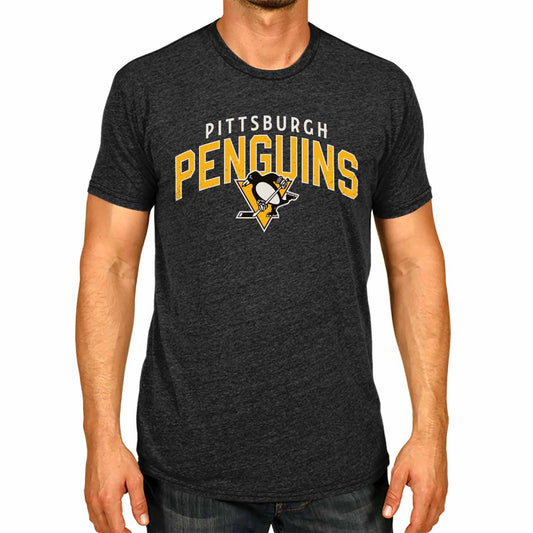 Pittsburgh Penguins NHL Adult Powerplay Heathered Unisex T-Shirt - Black Heather