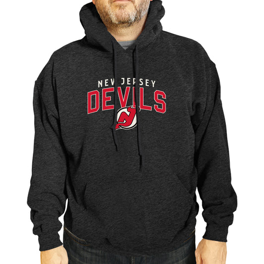 New Jersey Devils NHL Adult Unisex Powerplay Hooded Sweatshirt - Black Heather