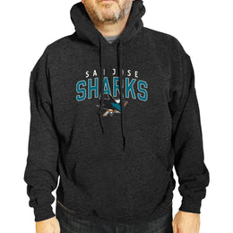 San Jose Sharks NHL Adult Unisex Powerplay Hooded Sweatshirt - Black Heather