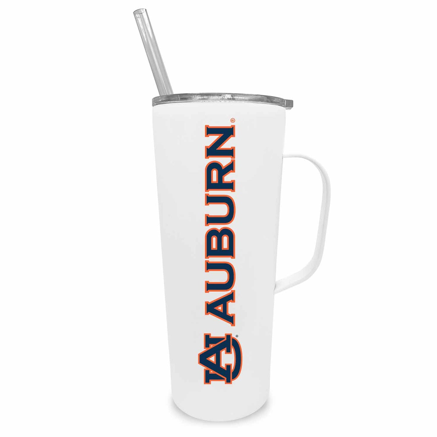 Auburn Tigers NCAA Stainless Steal 20oz Roadie With Handle & Dual Option Lid With Straw - White