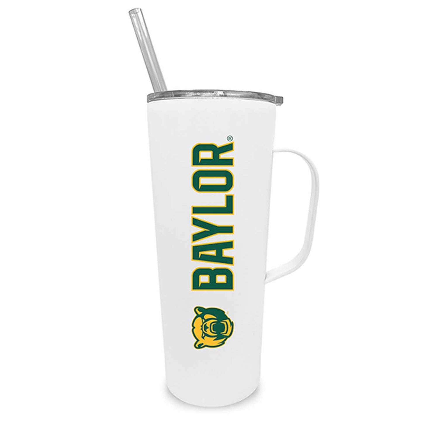 Baylor Bears NCAA Stainless Steal 20oz Roadie With Handle & Dual Option Lid With Straw - White