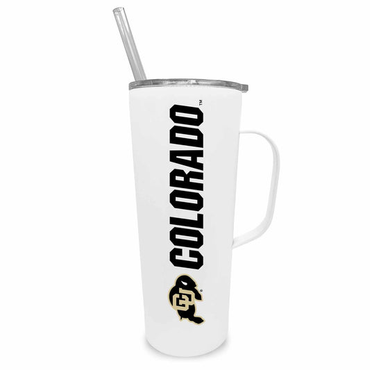 Colorado Buffaloes NCAA Stainless Steel 20oz Roadie With Handle & Dual Option Lid With Straw - White