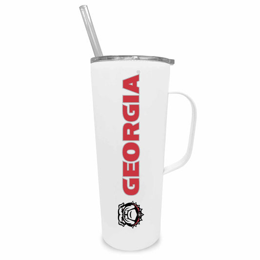 Georgia Bulldogs NCAA Stainless Steel 20oz Roadie With Handle & Dual Option Lid With Straw - White