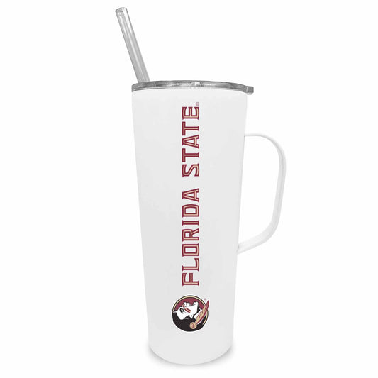 Florida State Seminoles NCAA Stainless Steel 20oz Roadie With Handle & Dual Option Lid With Straw - White