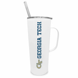 Georgia Tech Yellowjackets NCAA Stainless Steal 20oz Roadie With Handle & Dual Option Lid With Straw - White