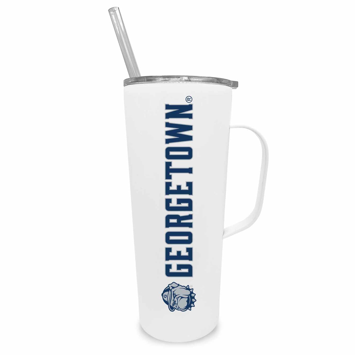 Georgetown Hoyas NCAA Stainless Steal 20oz Roadie With Handle & Dual Option Lid With Straw - White