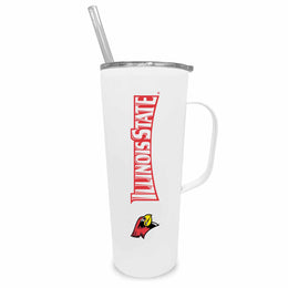 Illinois State Redbirds NCAA Stainless Steal 20oz Roadie With Handle & Dual Option Lid With Straw - White