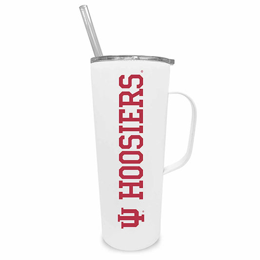 Indiana Hoosiers NCAA Stainless Steel 20oz Roadie With Handle & Dual Option Lid With Straw - White