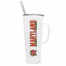 Maryland Terrapins NCAA Stainless Steal 20oz Roadie With Handle & Dual Option Lid With Straw - White