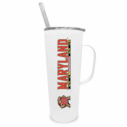 Maryland Terrapins NCAA Stainless Steel 20oz Roadie With Handle & Dual Option Lid With Straw - White