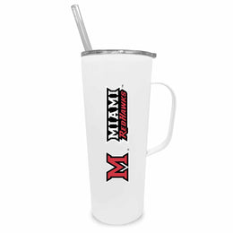 Miami Redhawks NCAA Stainless Steal 20oz Roadie With Handle & Dual Option Lid With Straw - White