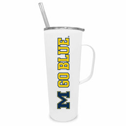 Michigan Wolverines NCAA Stainless Steal 20oz Roadie With Handle & Dual Option Lid With Straw - White