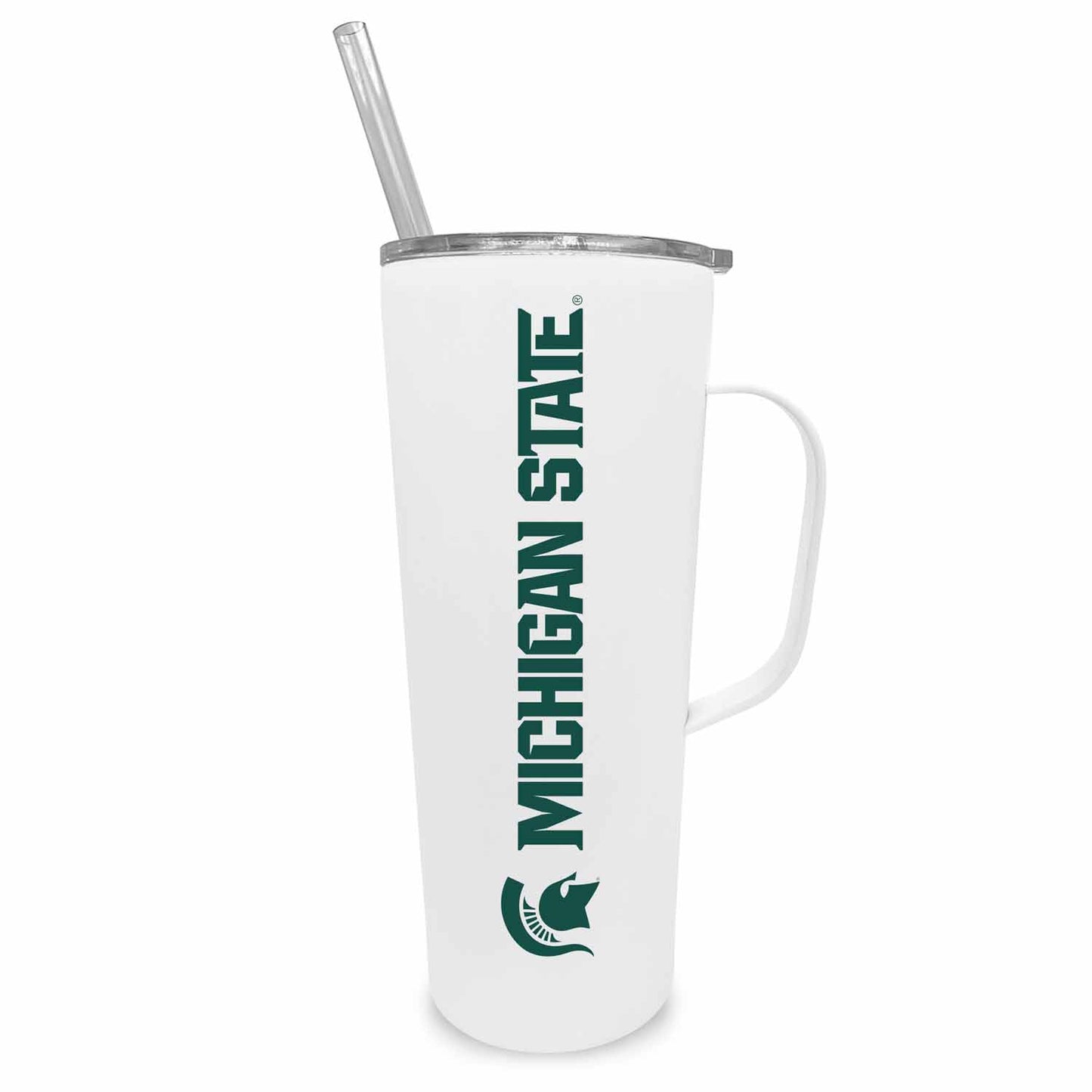 Michigan State Spartans NCAA Stainless Steal 20oz Roadie With Handle & Dual Option Lid With Straw - White