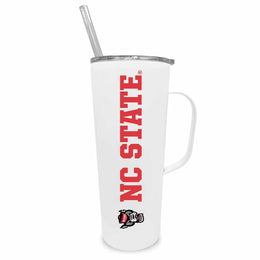 NC State Wolfpack NCAA Stainless Steal 20oz Roadie With Handle & Dual Option Lid With Straw - White