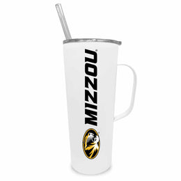 Missouri Tigers NCAA Stainless Steel 20oz Roadie With Handle & Dual Option Lid With Straw - White