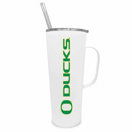 Oregon Ducks NCAA Stainless Steal 20oz Roadie With Handle & Dual Option Lid With Straw - White