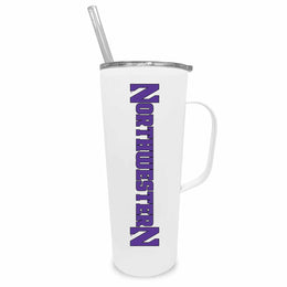 Northwestern Wildcats NCAA Stainless Steal 20oz Roadie With Handle & Dual Option Lid With Straw - White
