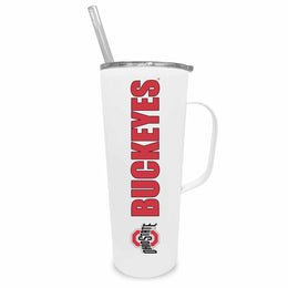 Ohio State Buckeyes NCAA Stainless Steal 20oz Roadie With Handle & Dual Option Lid With Straw - White