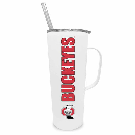 Ohio State Buckeyes NCAA Stainless Steel 20oz Roadie With Handle & Dual Option Lid With Straw - White