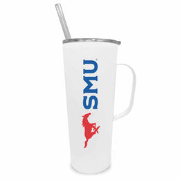 SMU Mustangs NCAA Stainless Steal 20oz Roadie With Handle & Dual Option Lid With Straw - White