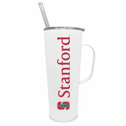 Stanford Cardinal NCAA Stainless Steal 20oz Roadie With Handle & Dual Option Lid With Straw - White