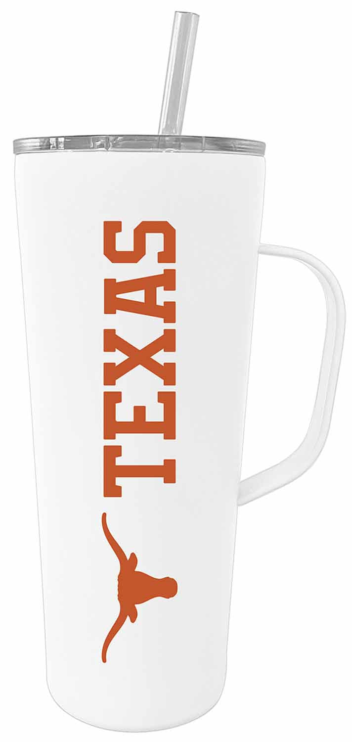 Texas Longhorns NCAA Stainless Steal 20oz Roadie With Handle & Dual Option Lid With Straw - White